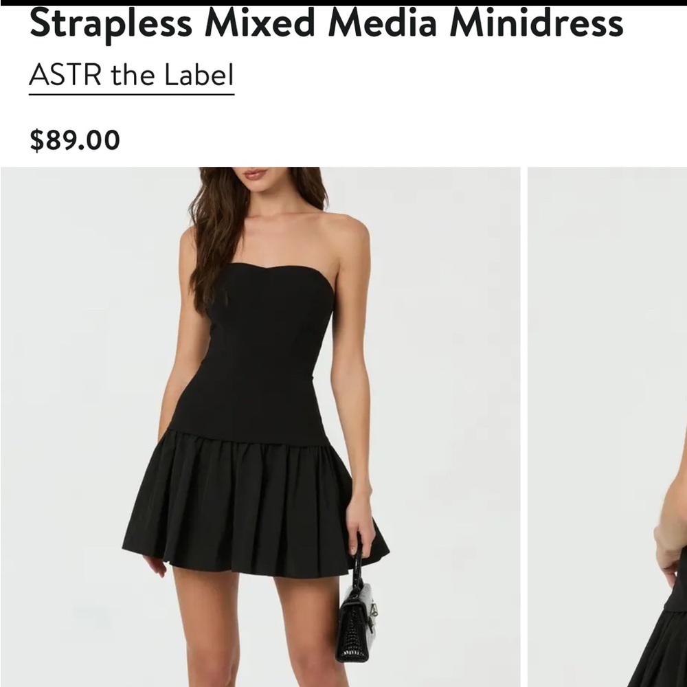 Astr Black Strapless Dress